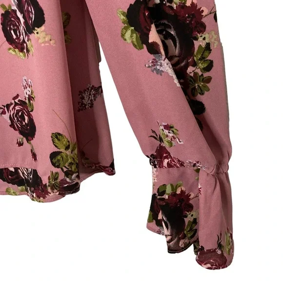 Takara Floral Semi-Sheer Cold Shoulder Blouse Top S - Picture 5 of 10